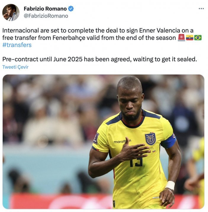 Enner Valencia, sezon sonunda Internacional'e transfer oluyor