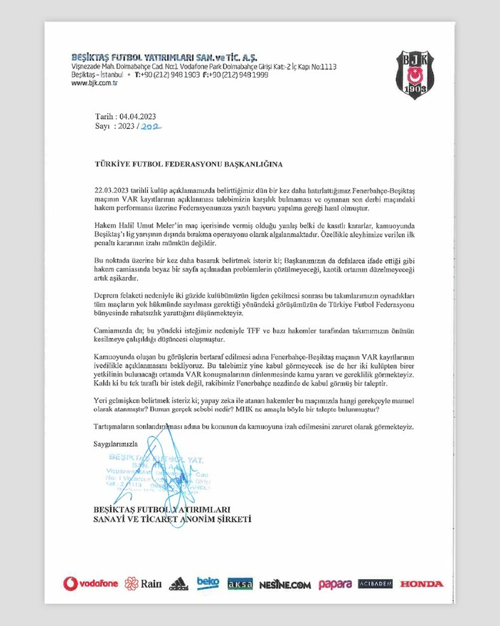 Beşiktaş, Fenerbahçe derbisi için iki başvuru yaptı